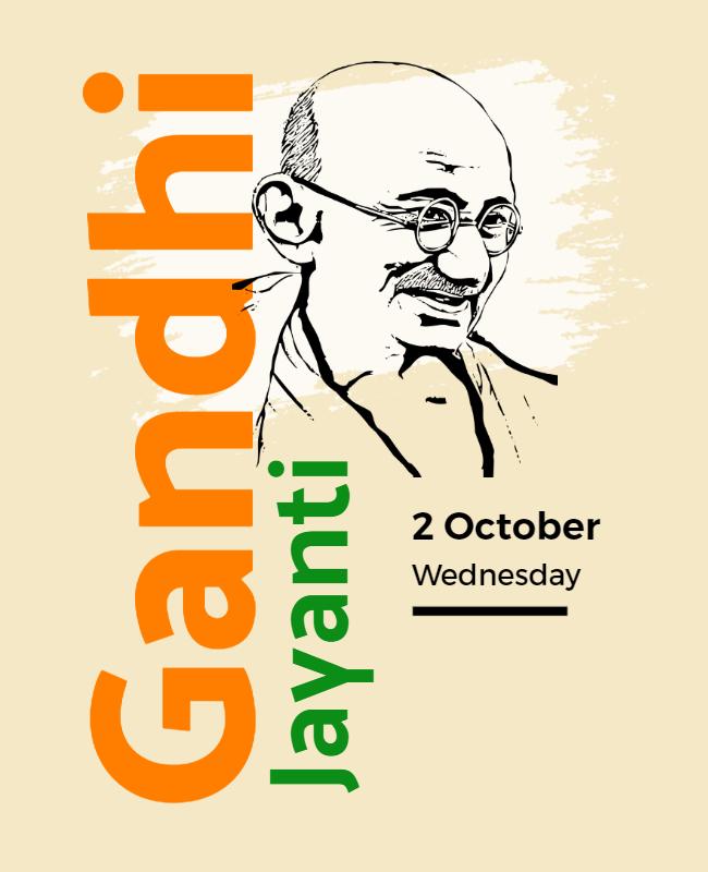 Illustrative Earthy Gandhi Jayanti Celebration Flyer Template