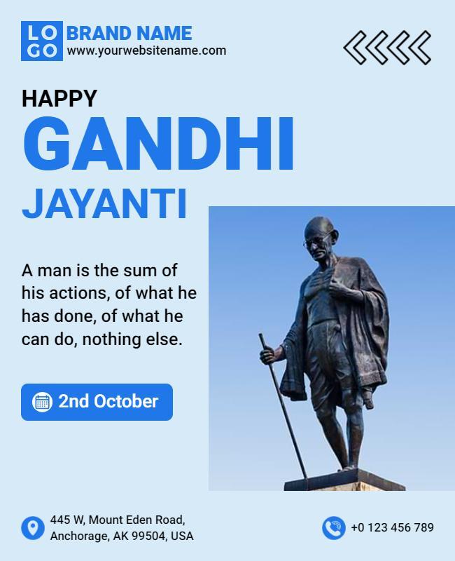 Modern Blue Gandhi Jayanti Celebration Flyer Template