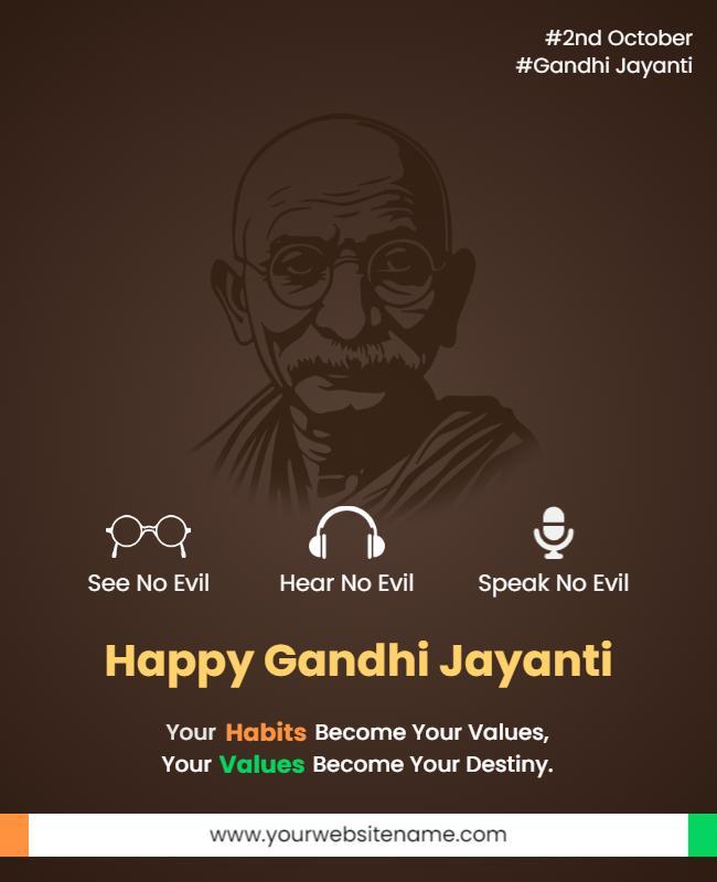 Elegant Brown Gandhi Jayanti Celebration Flyer Template