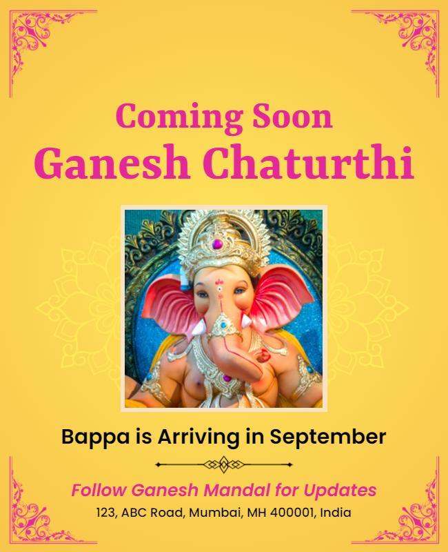 Ganesh Chaturthi Arrival Announcement Flyer Template