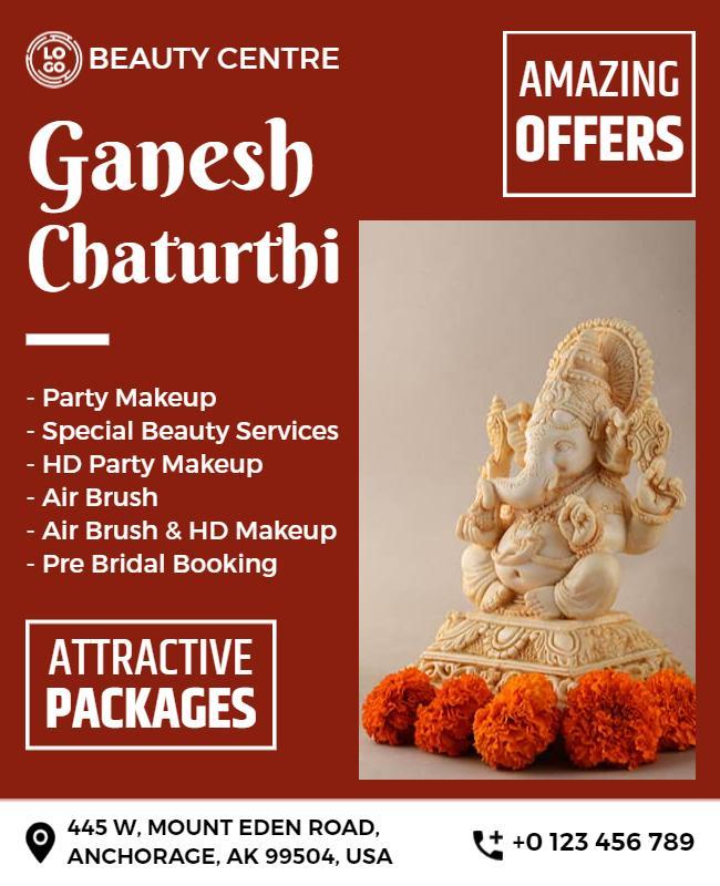 Ganesh Chaturthi Beauty Services Flyer Template