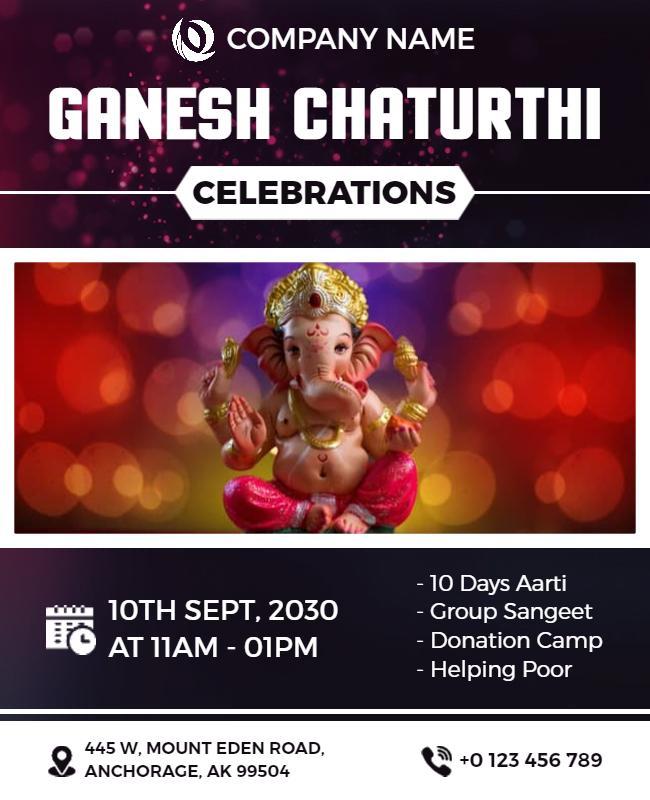 Colorful Festive Ganesh Chaturthi Celebration Flyer Template