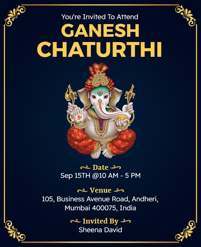 Ganesh Chaturthi Celebration Invitation Flyer Template