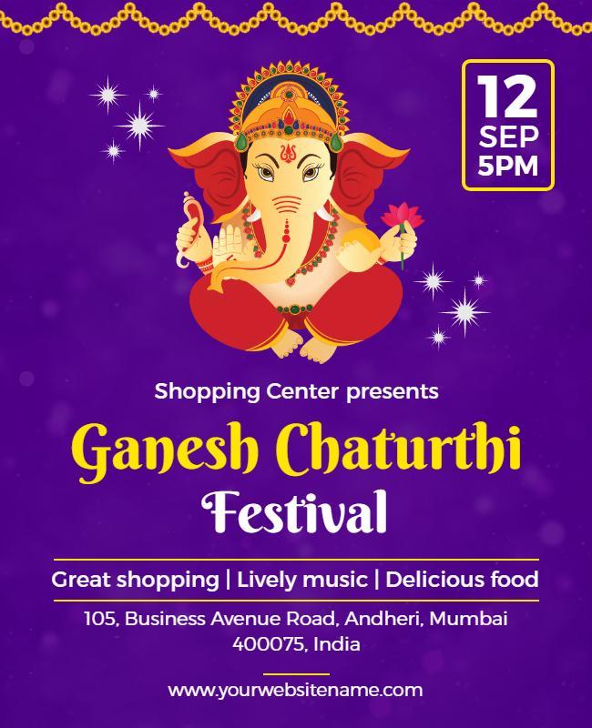 Ganesh Chaturthi Festival Celebration Flyer Template