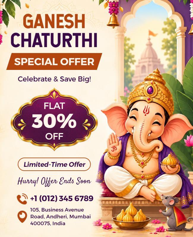 Ganesh Chaturthi Special Offer Flyer Template