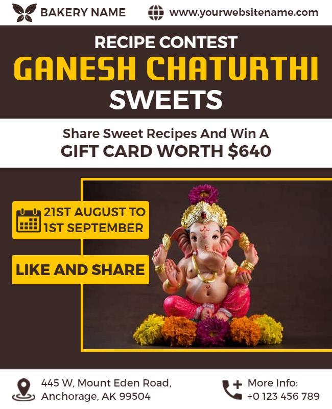 Ganesh Chaturthi Sweets Recipe Contest Flyer Template