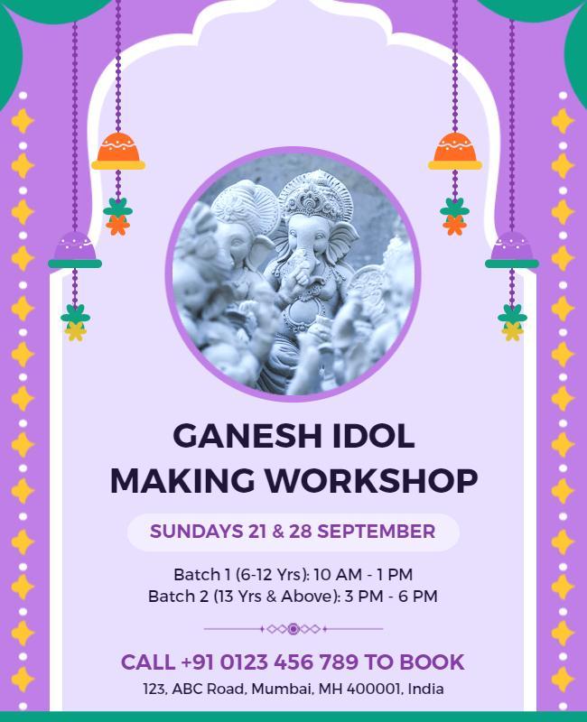 Ganesh Idol Making Workshop Flyer Template