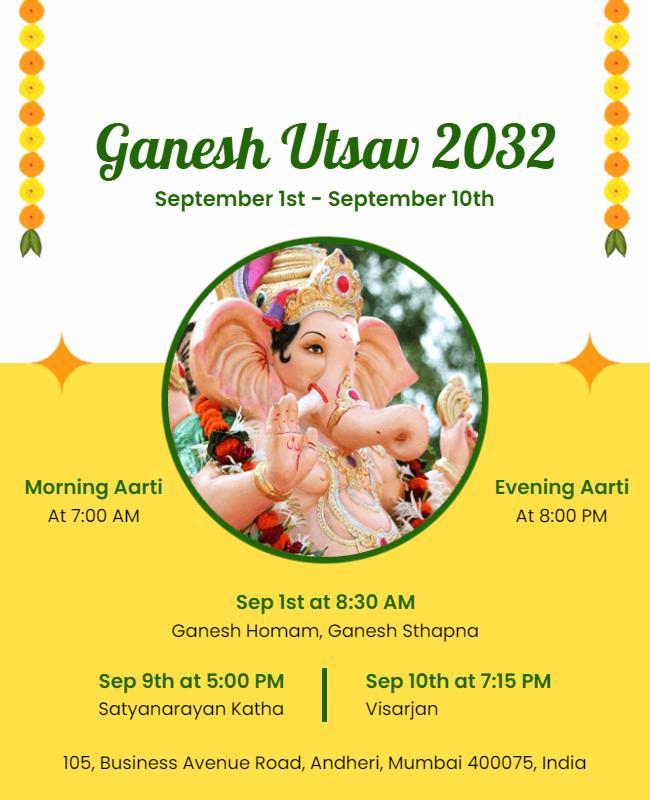 Ganesh Utsav Celebration Flyer Template