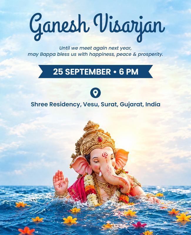 Ganesh Visarjan Celebration Invitation Poster Template