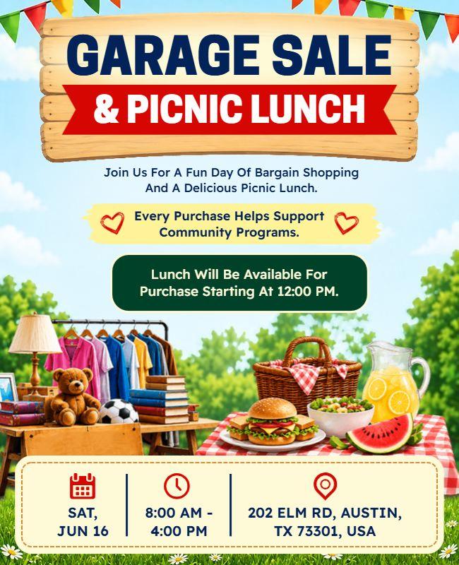 Garage Sale and Picnic Lunch Flyer Template