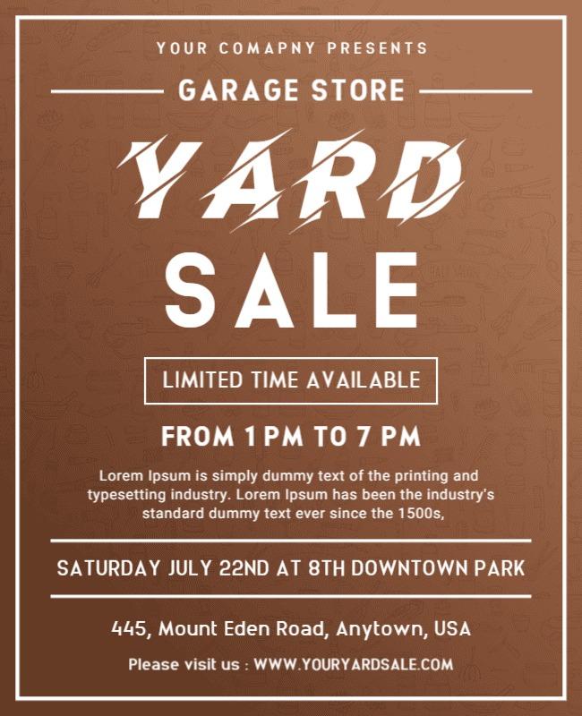 Garage Store Yard Sale Event Flyer Template