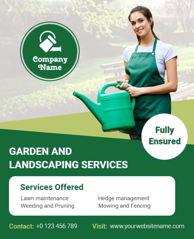 Green Gardening and Landscaping Services Flyer Template