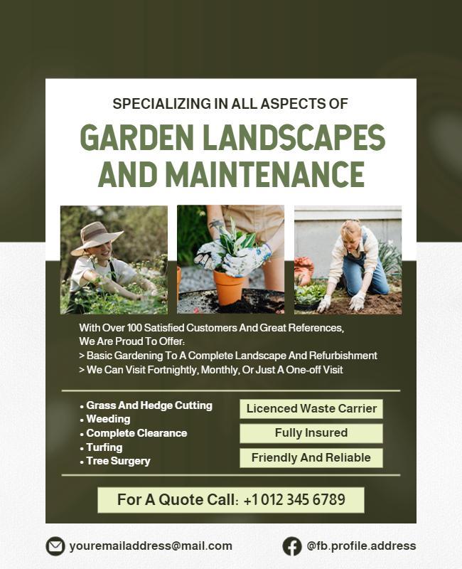 Garden Landscape and Maintenance Services Flyer Template