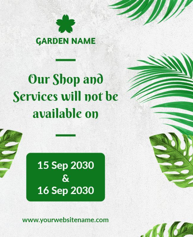 Garden Shop Closure Announcement Flyer Template