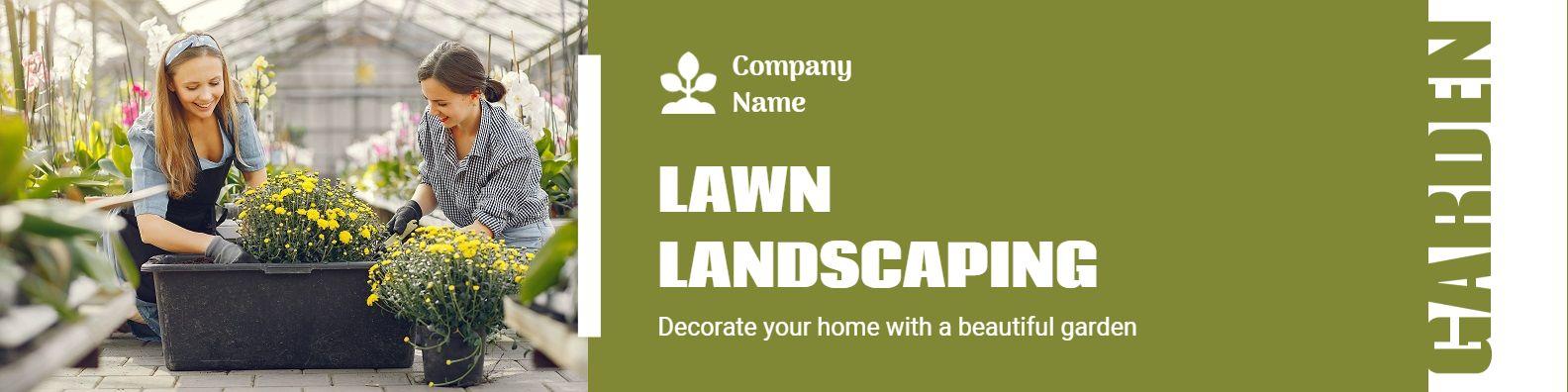 Garden Theme with Women Planting Flowers LinkedIn Banner Template