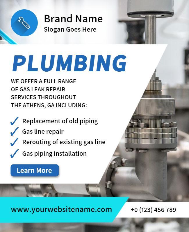 Gas Leak Repair Services Plumbing Flyer Template