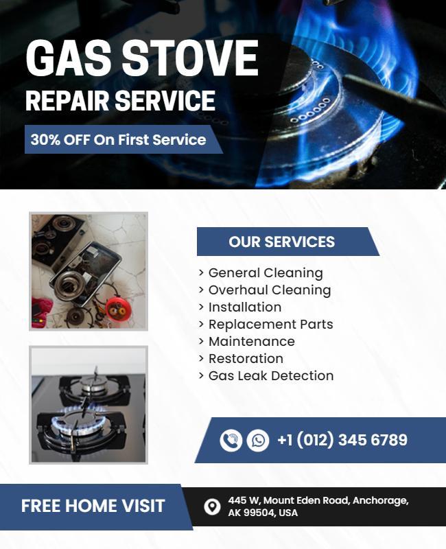 Gas Stove Repair Service Promotion Flyer Template