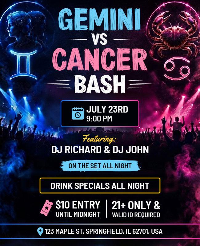 Gemini and Cancer Event Flyer Template