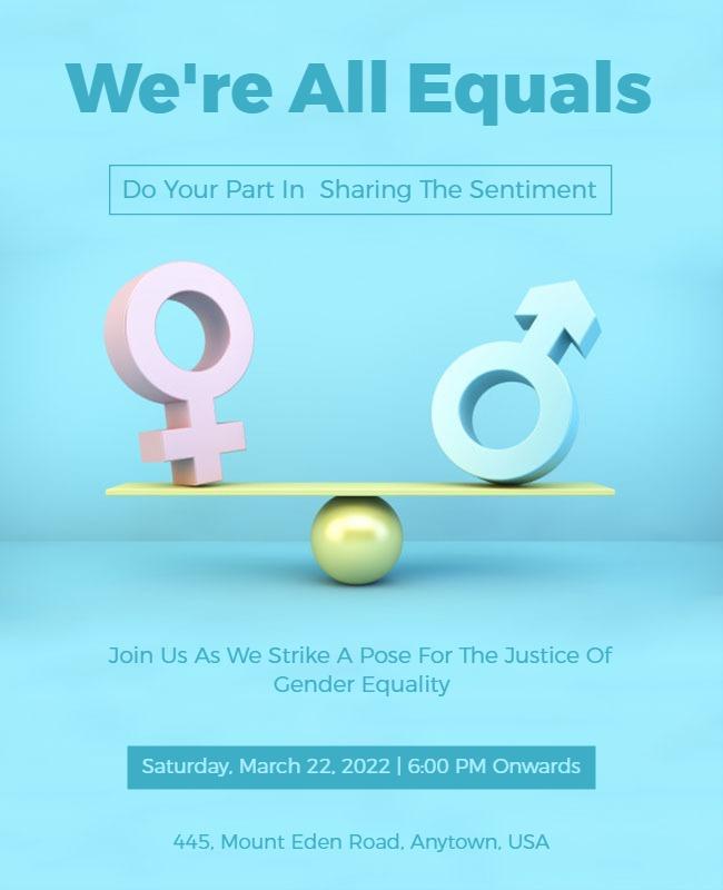 3D Colorful Equality Justice Awareness Flyer Template