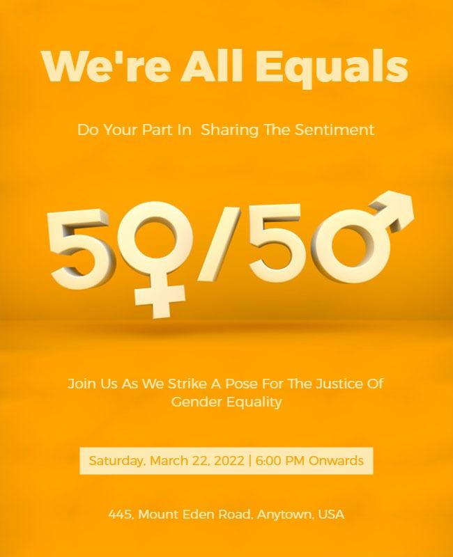 Bold Yellow Gender Equality Awareness Event Flyer Template