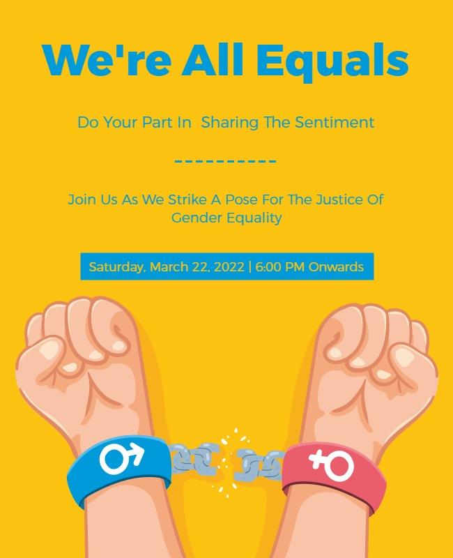 Vibrant Yellow Gender Equality Awareness Strike Pose Flyer Template