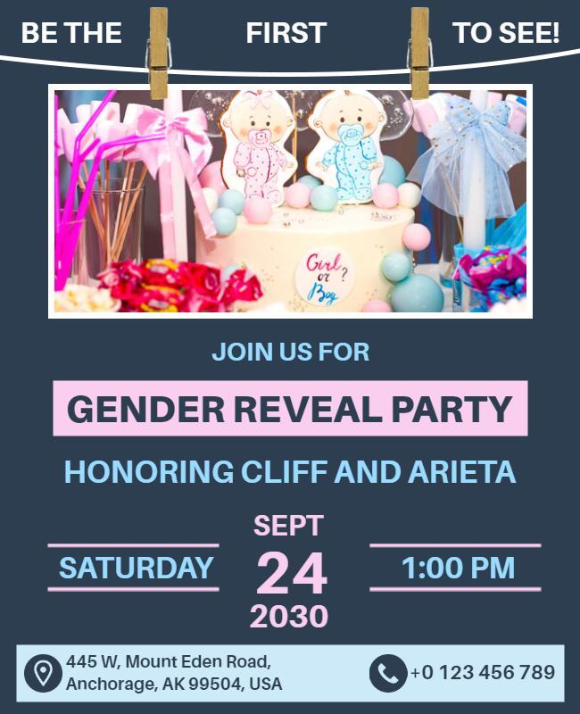 Gender Reveal Celebration Event Flyer Template