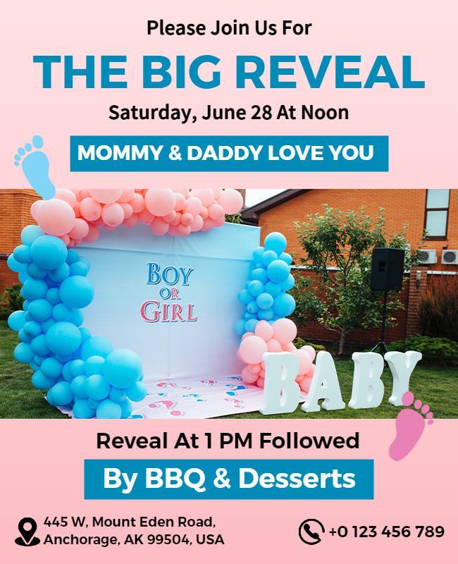 Colorful Baby Shower Gender Reveal Celebration Flyer Template