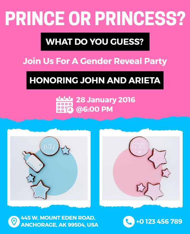 Gender Reveal Party Celebration Flyer Template