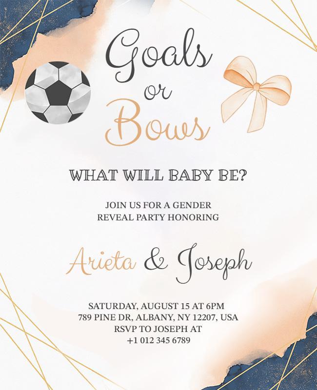 Gender Reveal Soccer or Bows Party Flyer Template