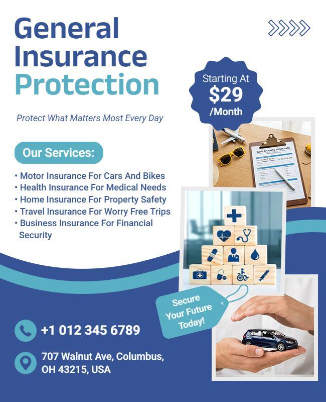 General Insurance Protection Poster Template