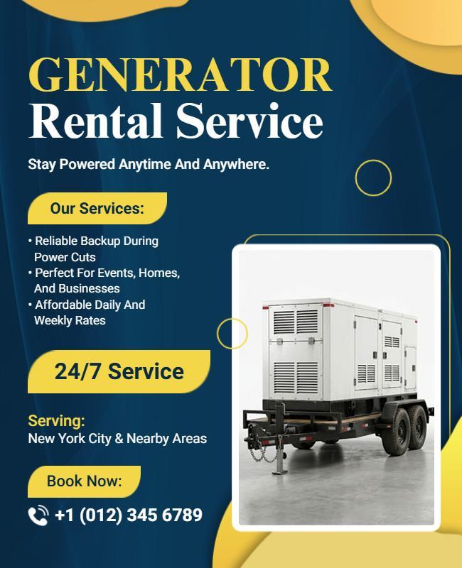 Generator Rental Service Business Flyer Template