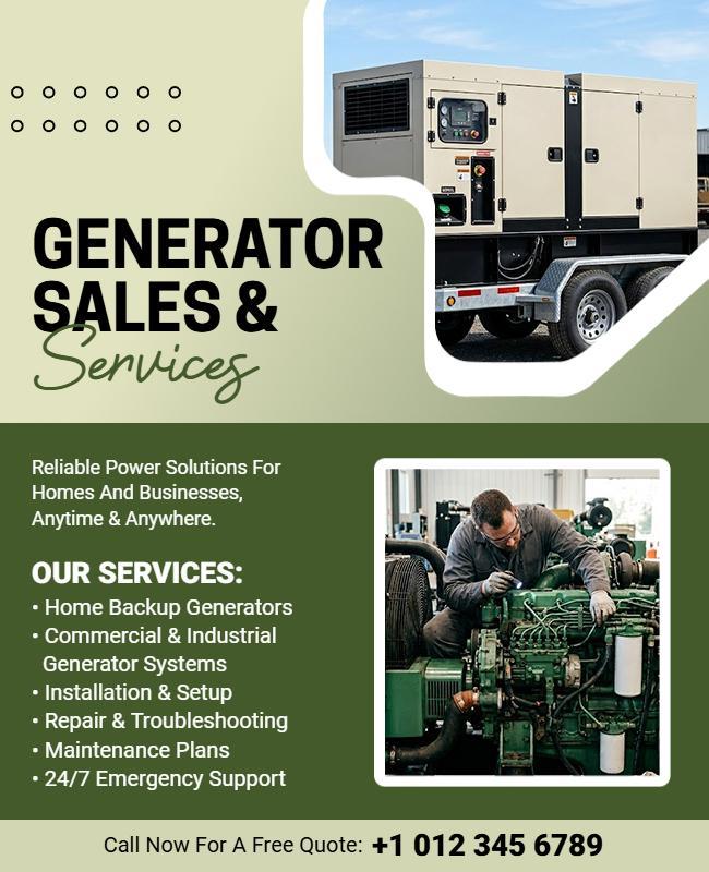 Generator Sales and Services Promotional Flyer Template