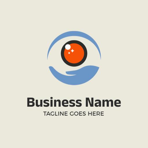 Gentle Blue and Orange Design for Eye Care Center Logo Template