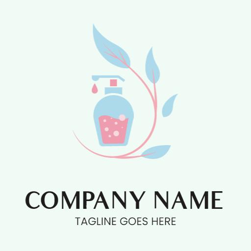 Gentle Blue and Pink Bottle Design Showcasing Soap Logo Template