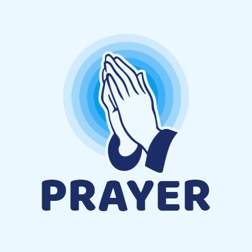 Gentle Blue and White Hands in Prayer Expressing Spirituality Logo Template