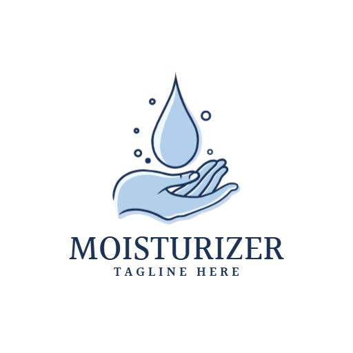 Gentle Blue Hand and Water Droplet in Moisturizer Business Logo Template