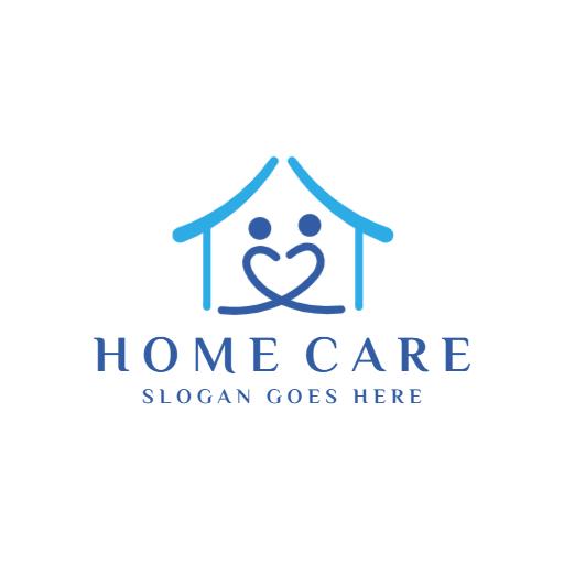 Gentle Blue Home Care Logo Emphasizing Compassionate Service Logo Template