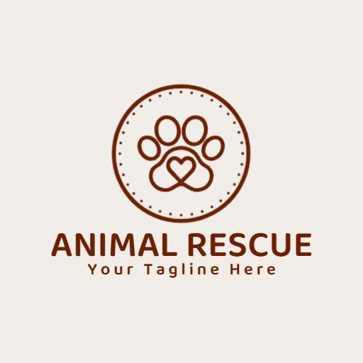 Gentle Brown Paw Print Symbolizing Compassionate Animal Rescue Logo Template