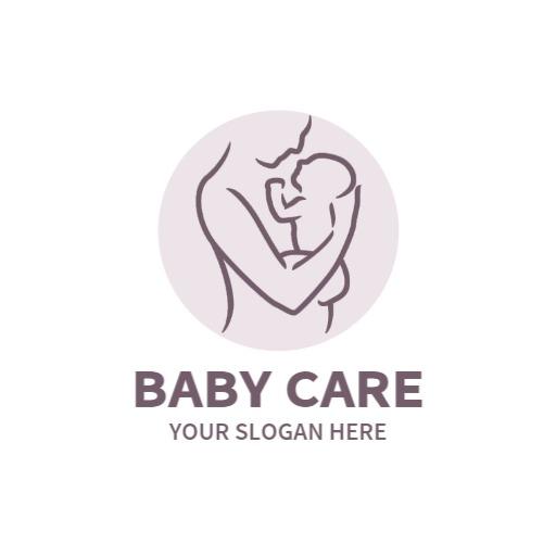 Gentle Pink Illustration Symbolizing Baby Care Center Logo Template