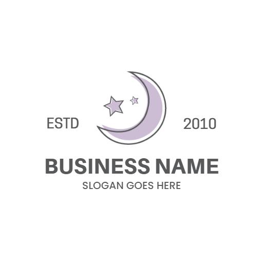 Gentle Purple Moon and Stars Design Reflecting Night Sky Logo Template