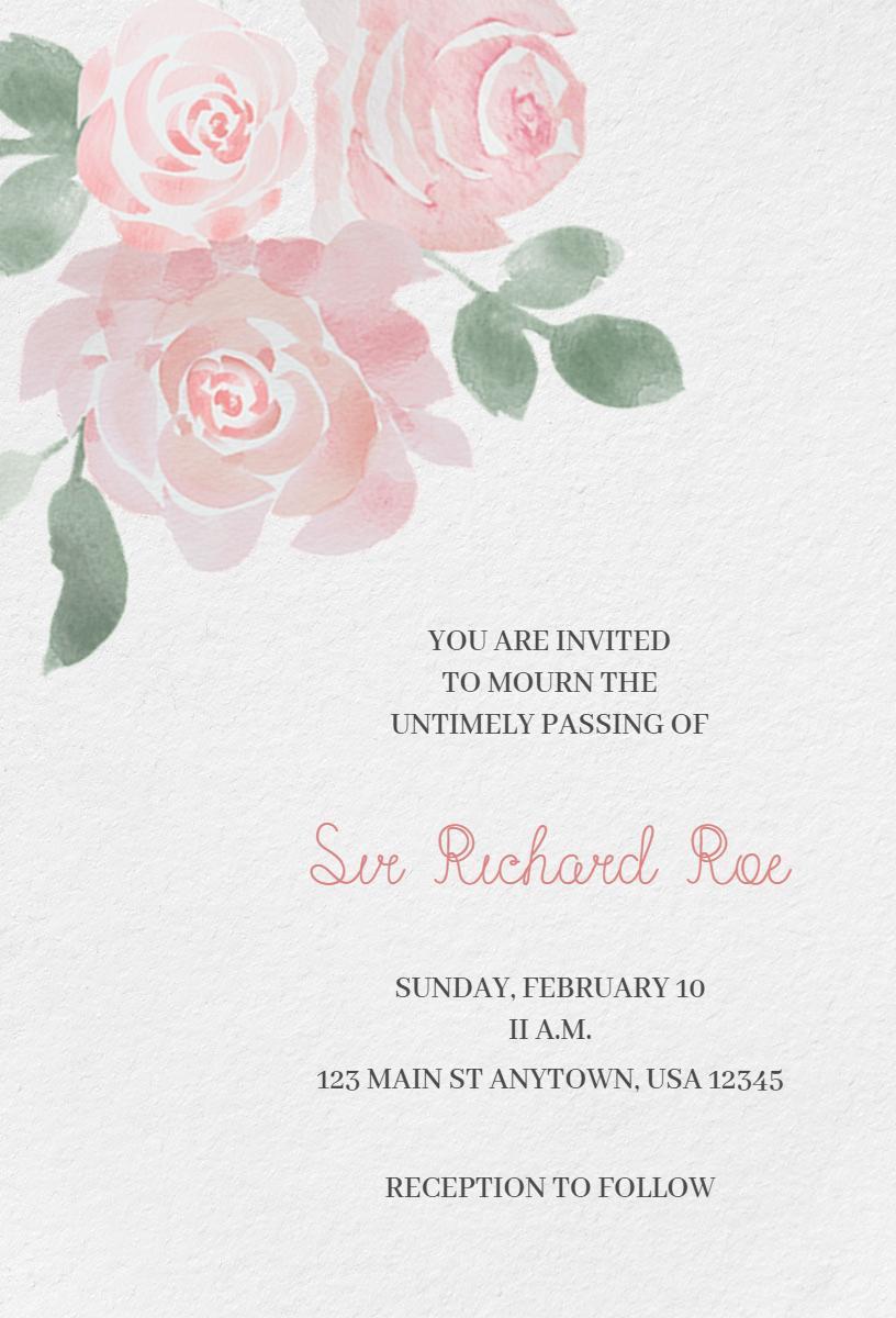 Gentle Rose Floral Memorial Service Funeral Invitation Template