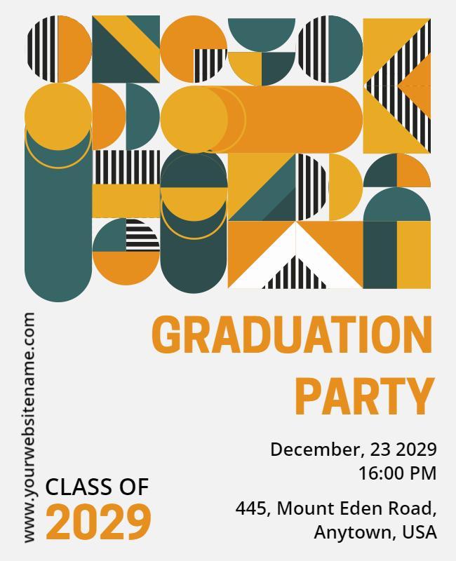 Geometric Art Graduation Party Flyer Template