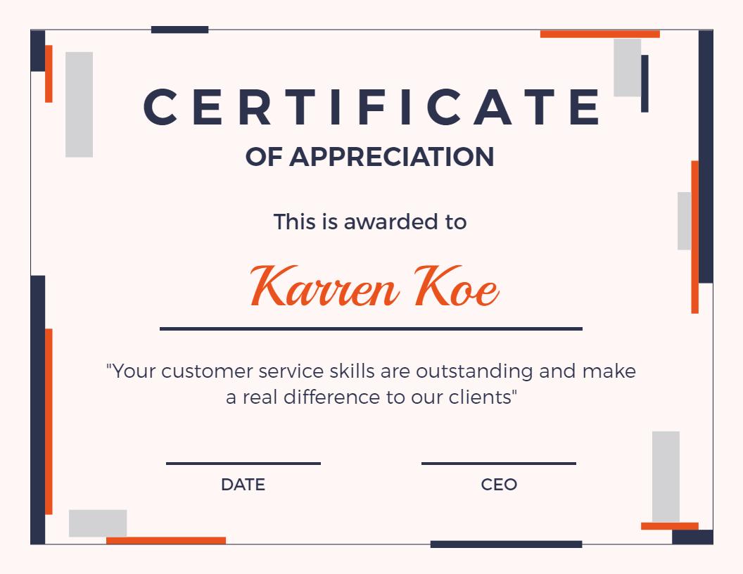 Geometric Color Block Design Appreciation Certificate Template