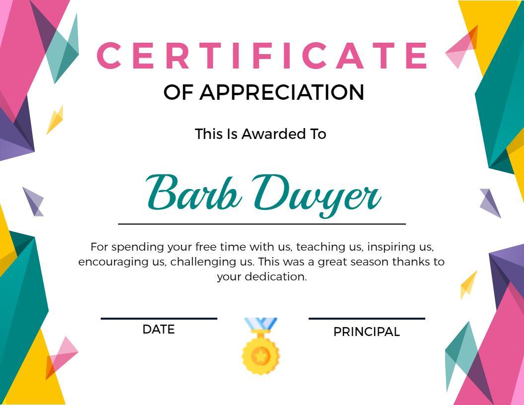Geometric Colorful Modern Appreciation Certificate Template