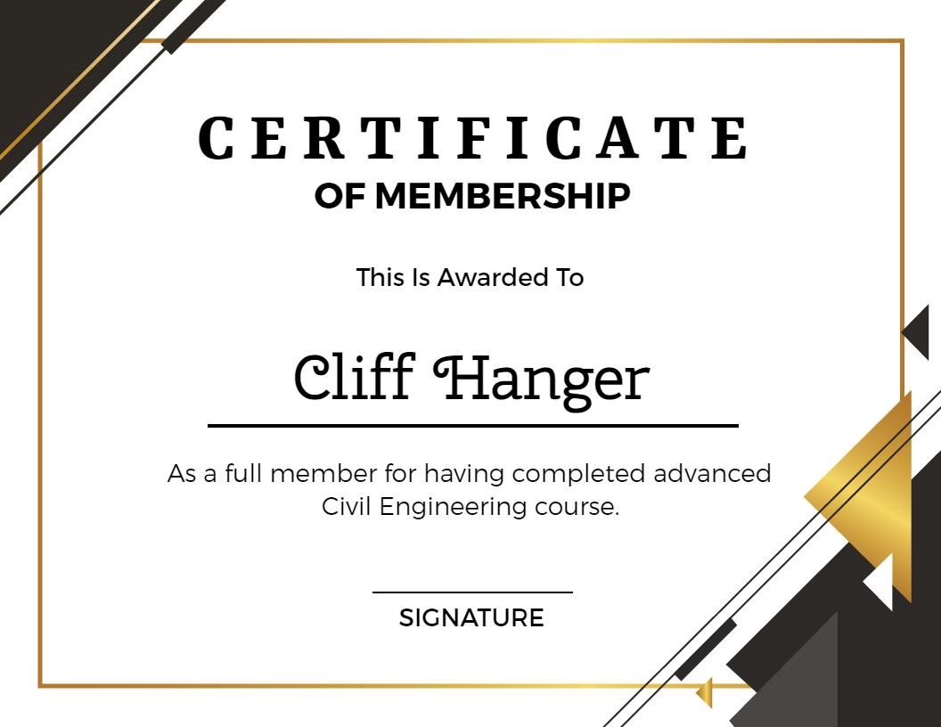Geometric Gold and Black Advanced Membership Certificate Template