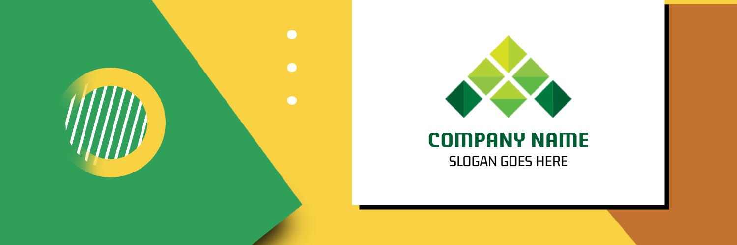 Geometric Green and Yellow Design for Company Twitter Banner Template