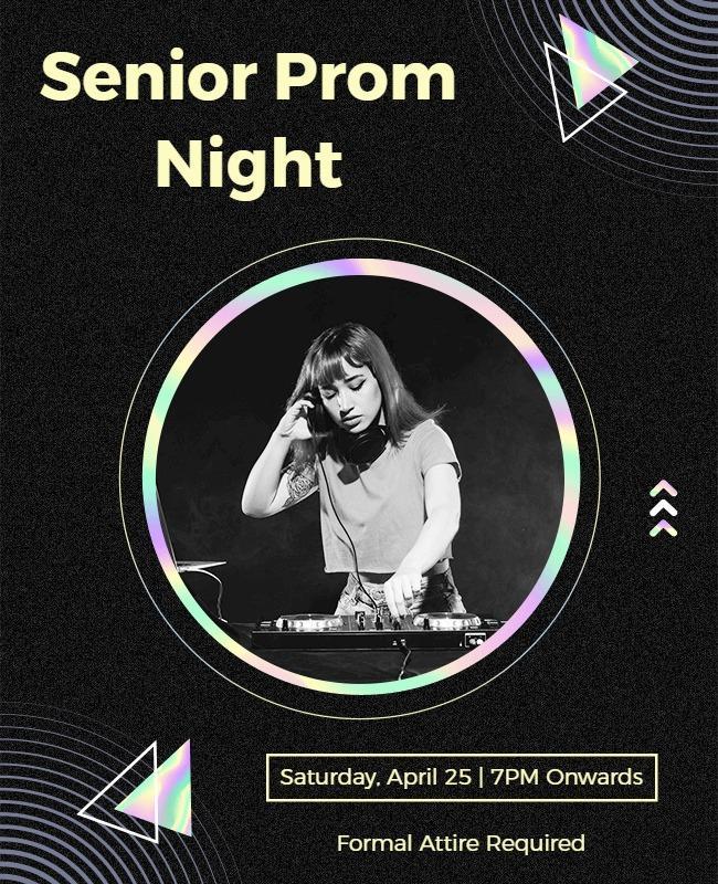Geometric Neon Retro Senior Prom Night Poster Template