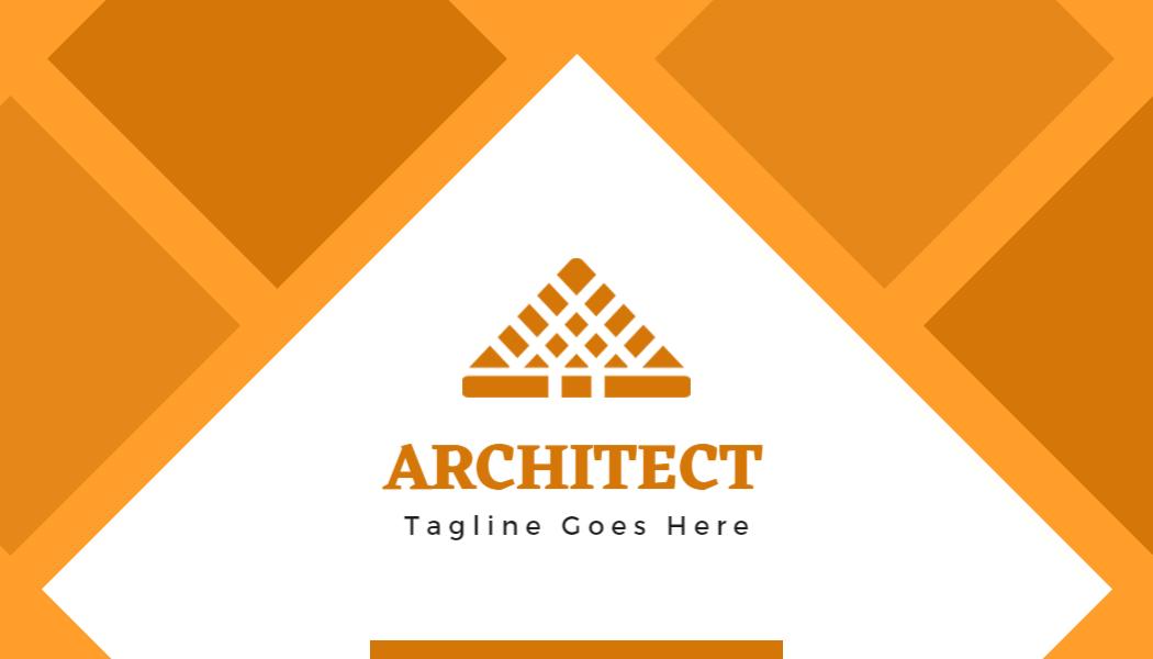 Geometric Orange Architectural Design Professional Business Card Template