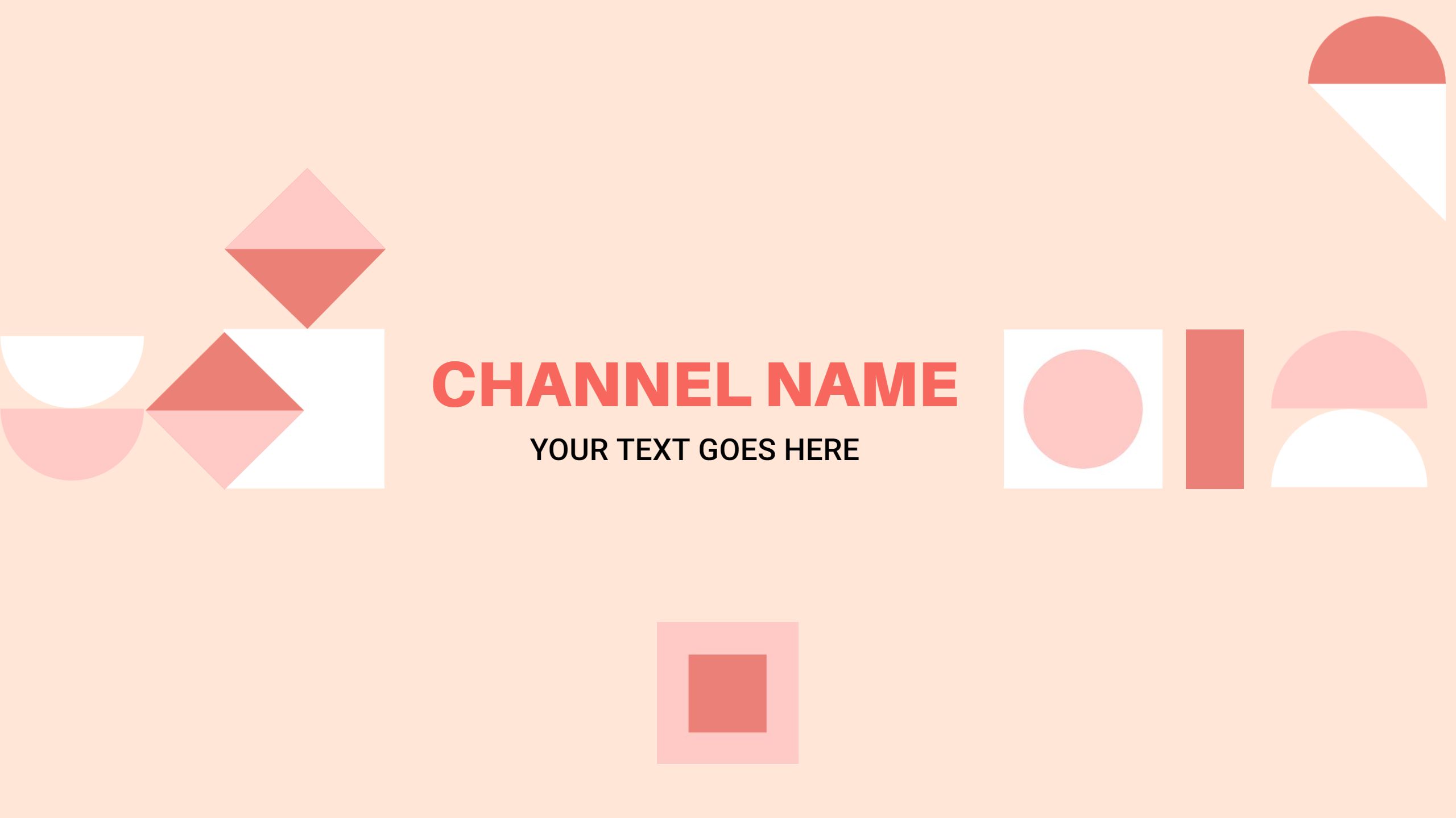 Geometric Shapes in Soft Pink and White YouTube Banner Template