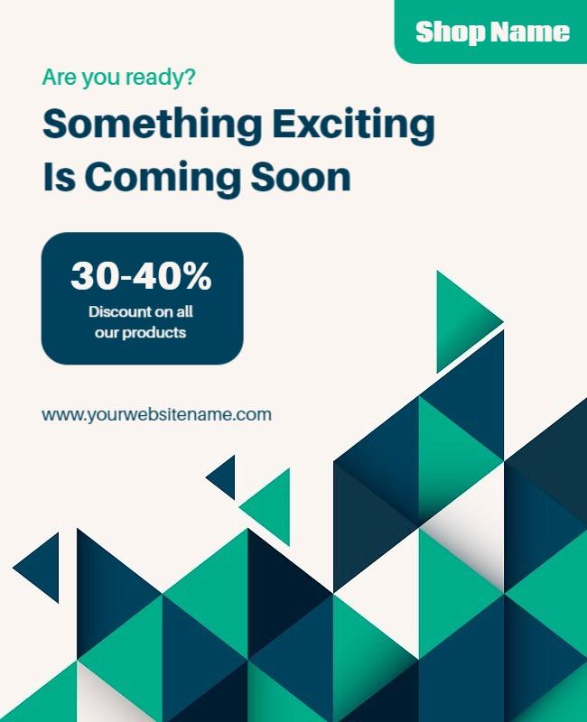 Geometric Teal Announcement for Upcoming Sale Poster Template